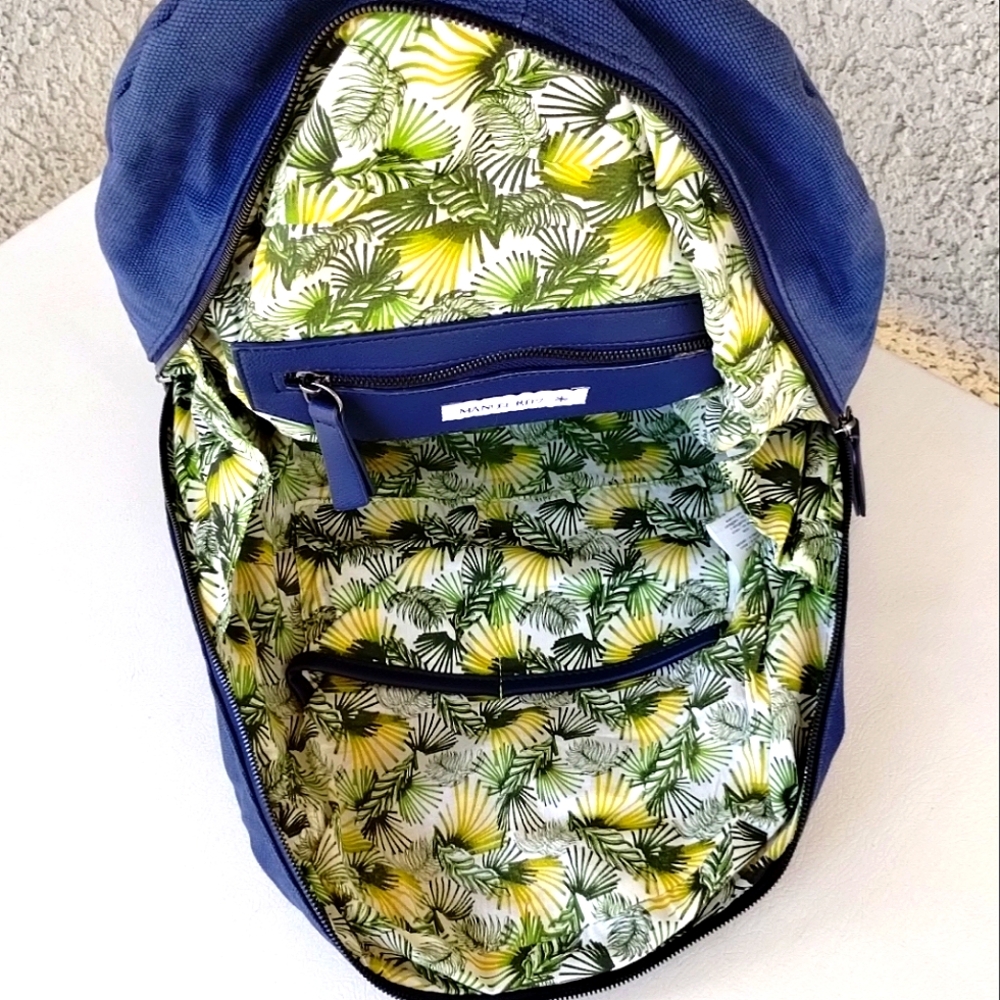 Manuel Ritz Rare Blue Men Backpack Leather Accents Branded Dustbag Minor Defect